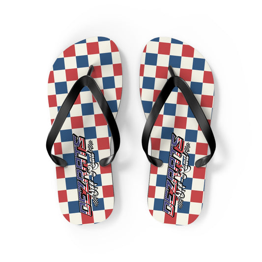Red White & Blue Checkered Flip Flops - Patriotic Beach Sandals
