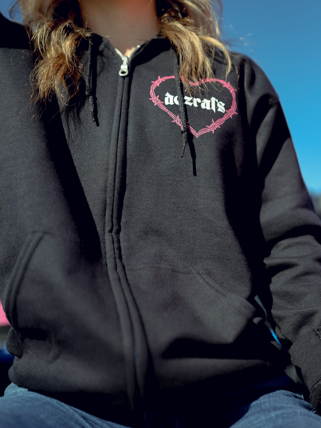 Barbed Wire Heart Zip Up Hoodie