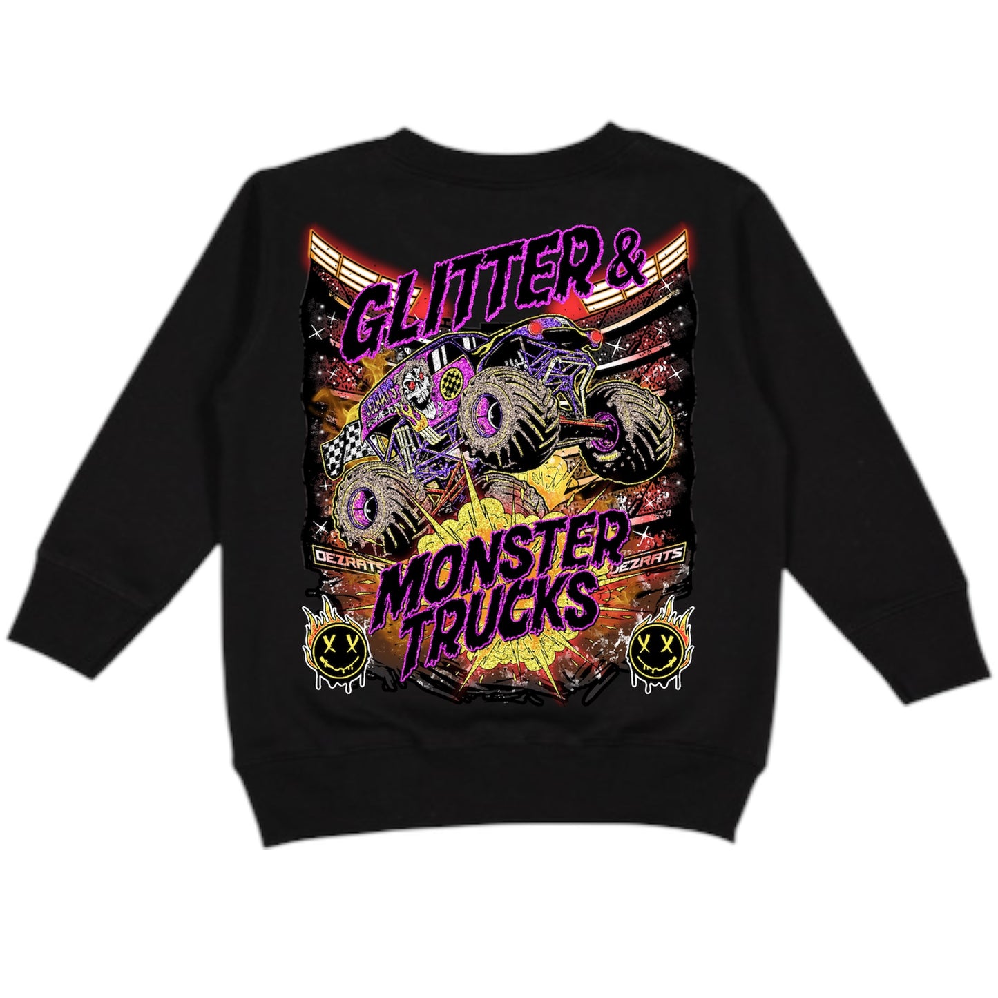 Toddler Glitter & Monster Trucks Crewneck