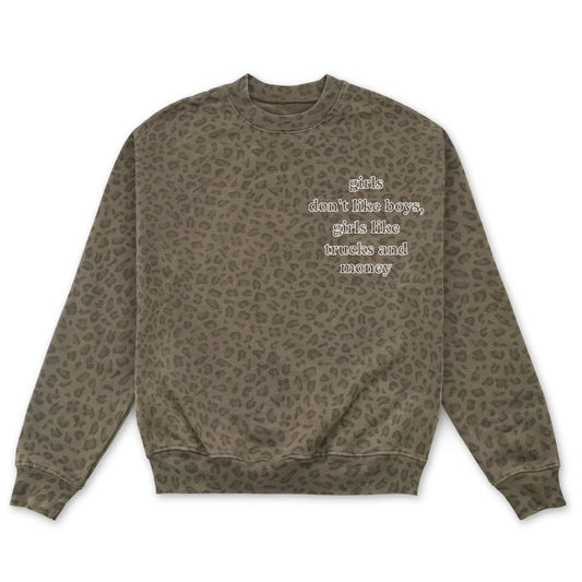 Trucks & Money Leopard Crewneck