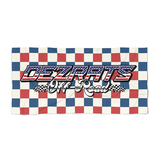 Dezrats Off-Road Racing Checkered Beach Towel