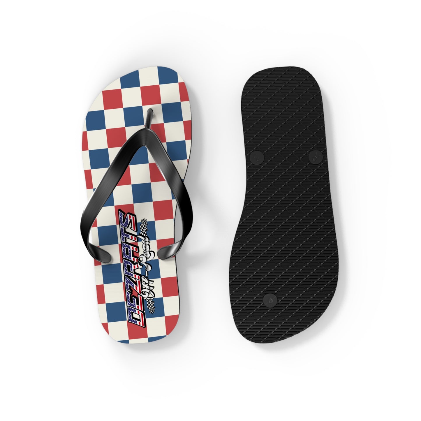Red White & Blue Checkered Flip Flops - Patriotic Beach Sandals