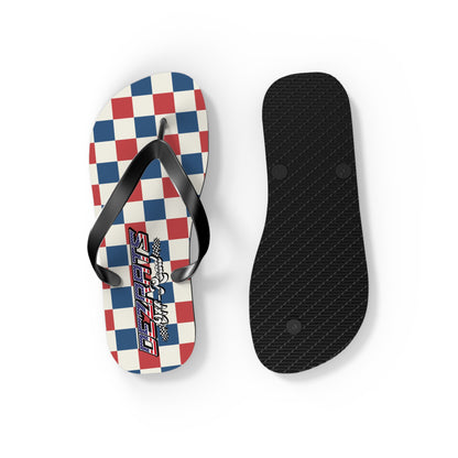 Red White & Blue Checkered Flip Flops - Patriotic Beach Sandals