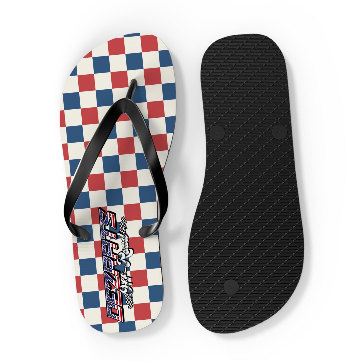Red White & Blue Checkered Flip Flops - Patriotic Beach Sandals