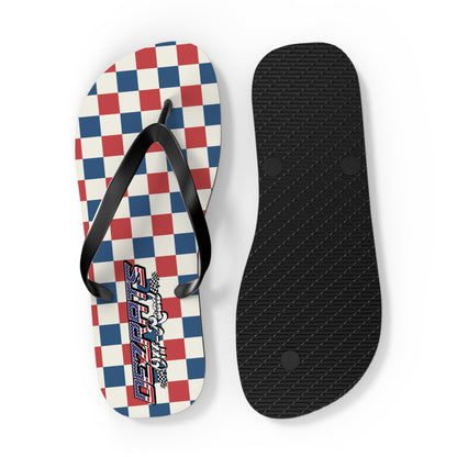 Red White & Blue Checkered Flip Flops - Patriotic Beach Sandals