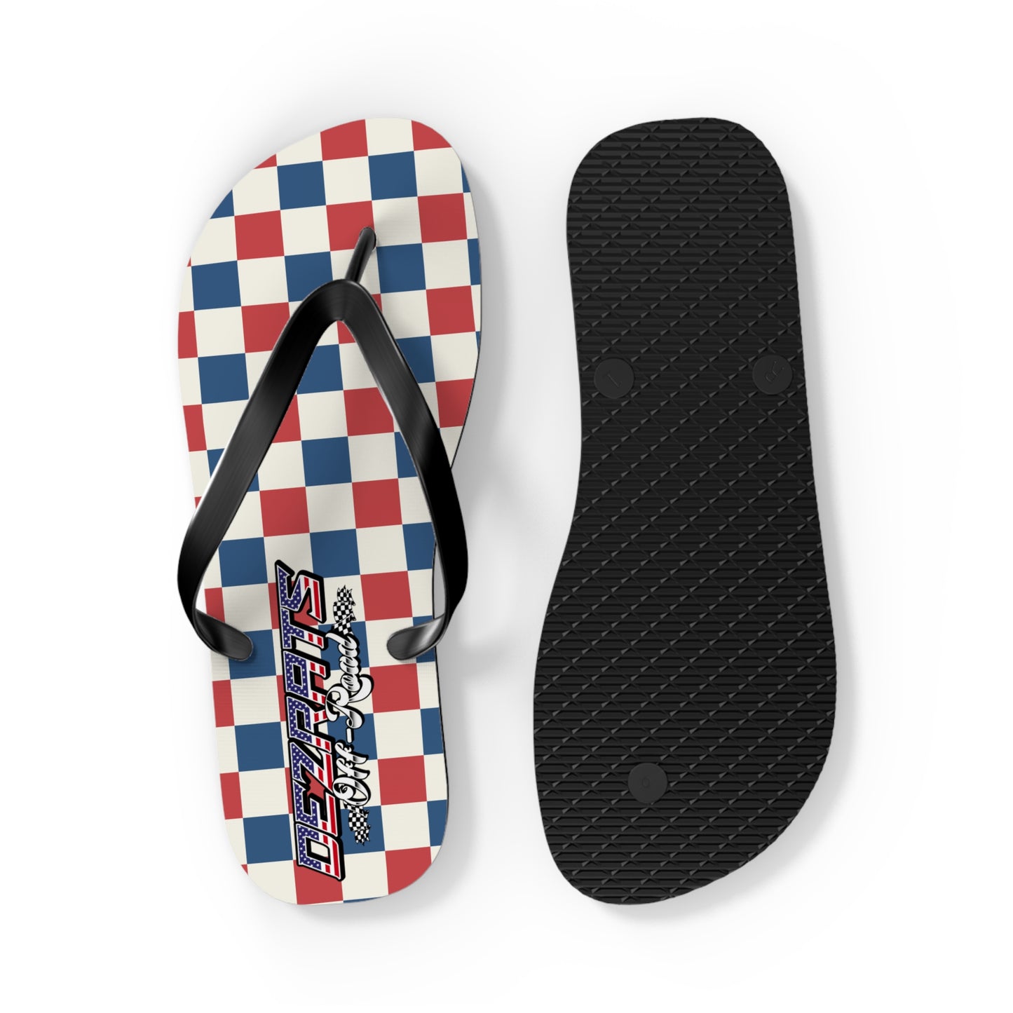 Red White & Blue Checkered Flip Flops - Patriotic Beach Sandals