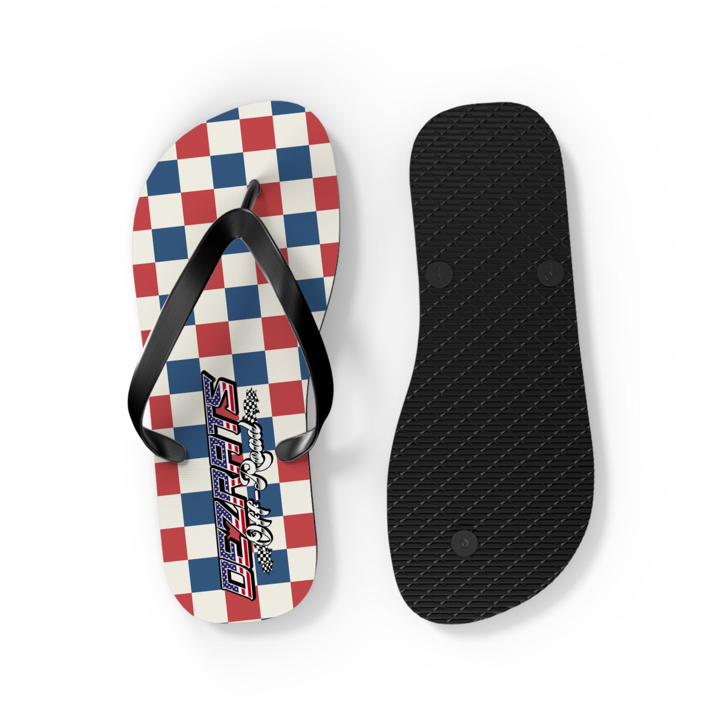 Red White & Blue Checkered Flip Flops - Patriotic Beach Sandals