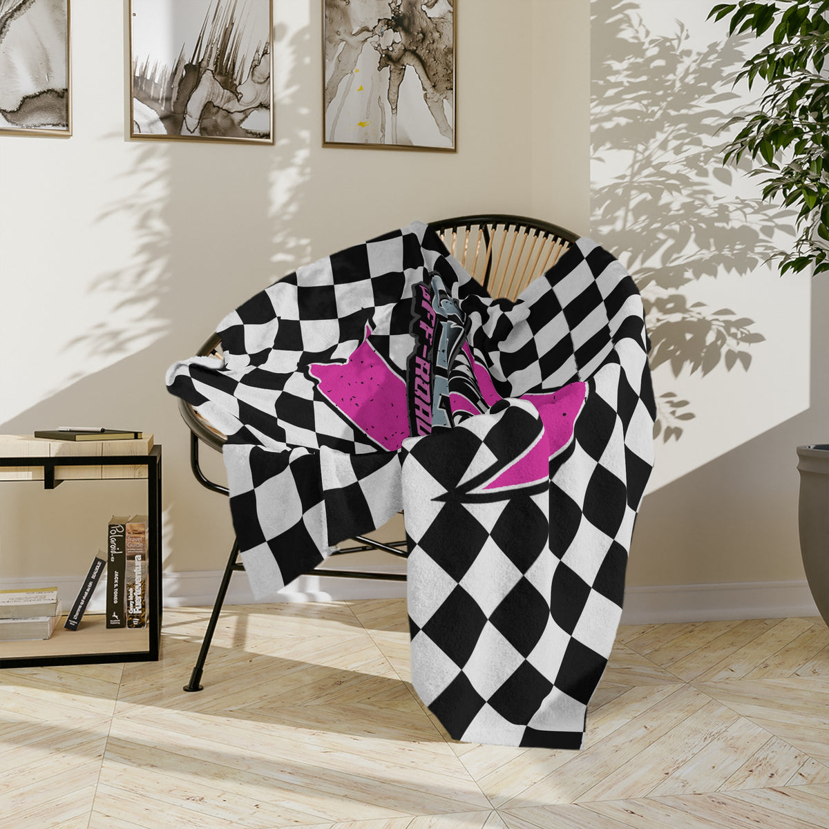Breast Cancer Awareness Checkered Throw Blanket