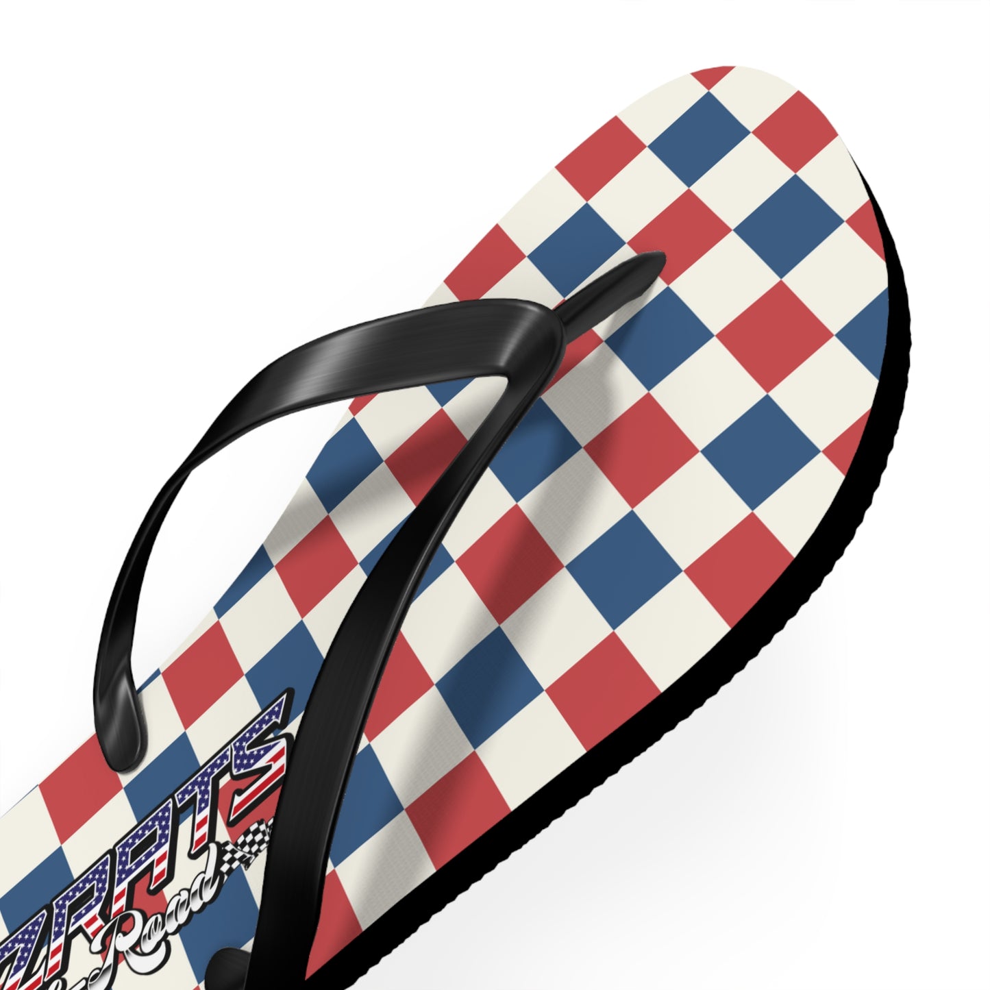 Red White & Blue Checkered Flip Flops - Patriotic Beach Sandals
