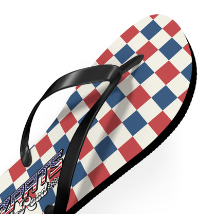 Red White & Blue Checkered Flip Flops - Patriotic Beach Sandals