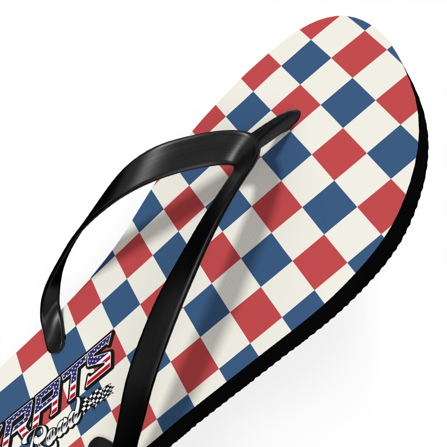 Red White & Blue Checkered Flip Flops - Patriotic Beach Sandals