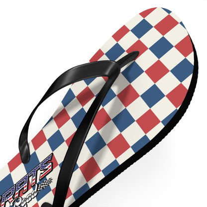 Red White & Blue Checkered Flip Flops - Patriotic Beach Sandals