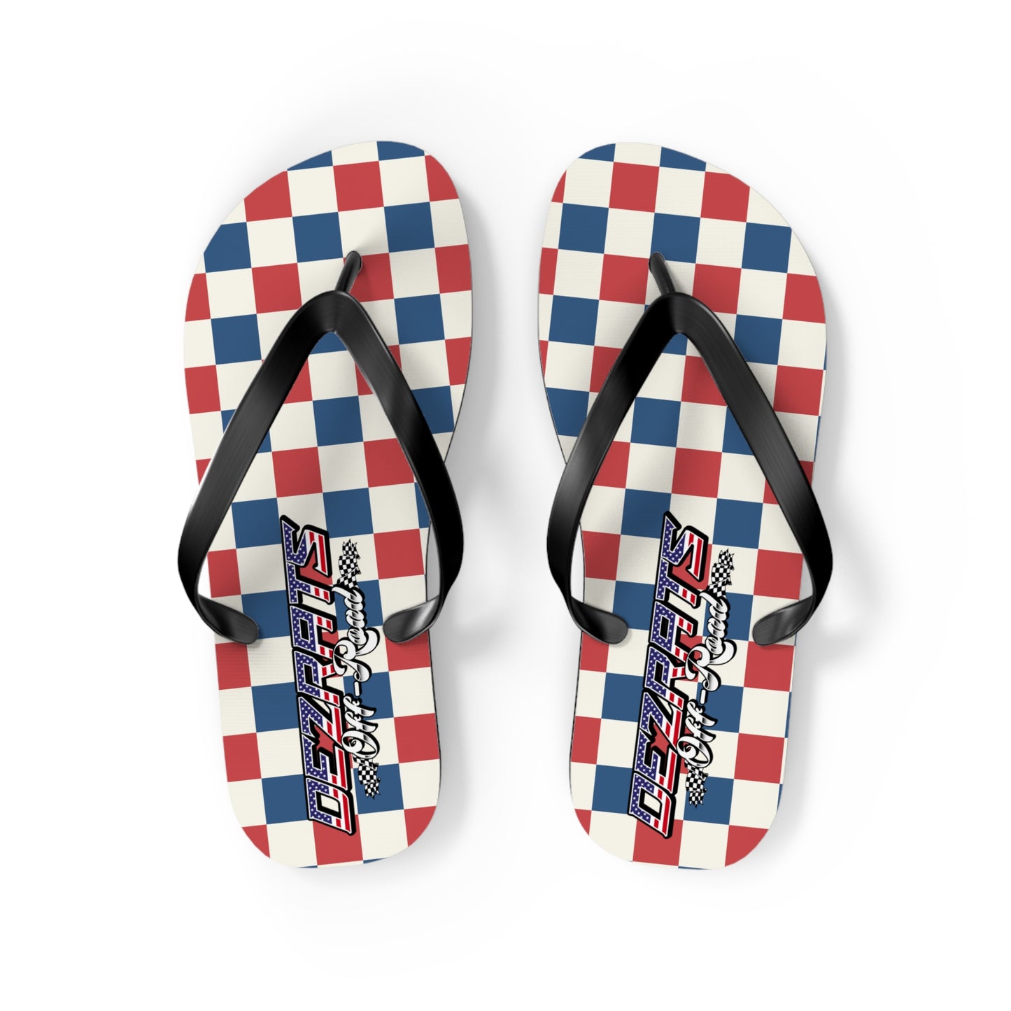 Red White & Blue Checkered Flip Flops - Patriotic Beach Sandals
