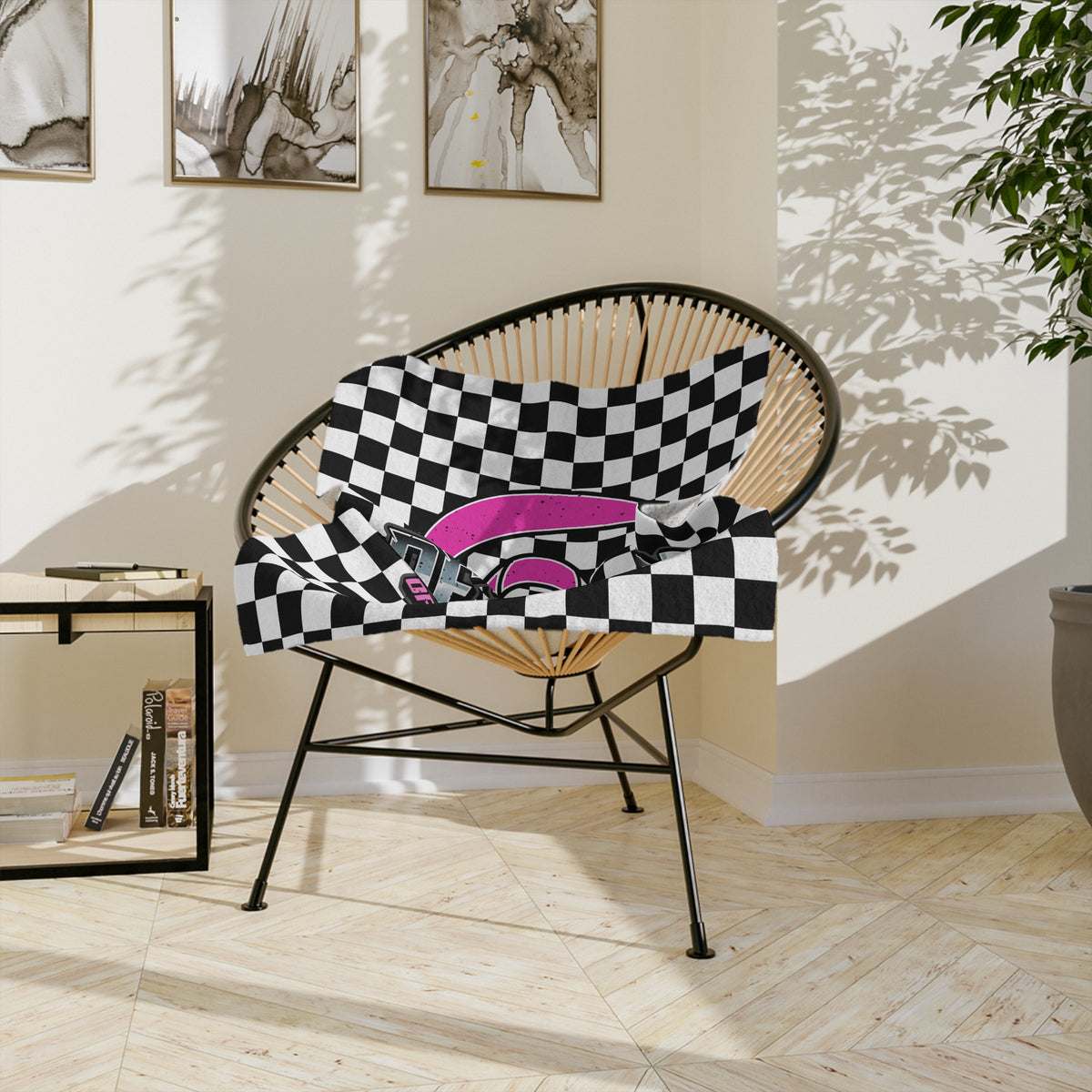 Breast Cancer Awareness Checkered Throw Blanket