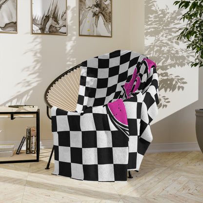 Breast Cancer Awareness Checkered Throw Blanket