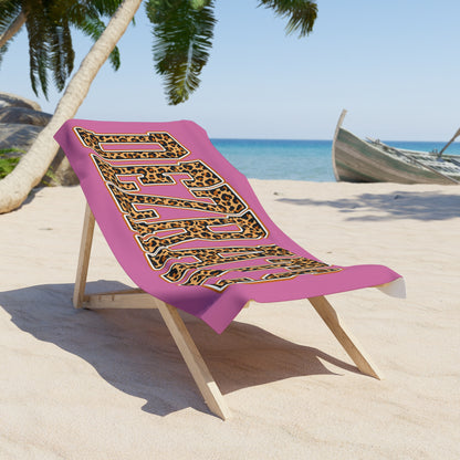 Pink Leopard Beach Towel