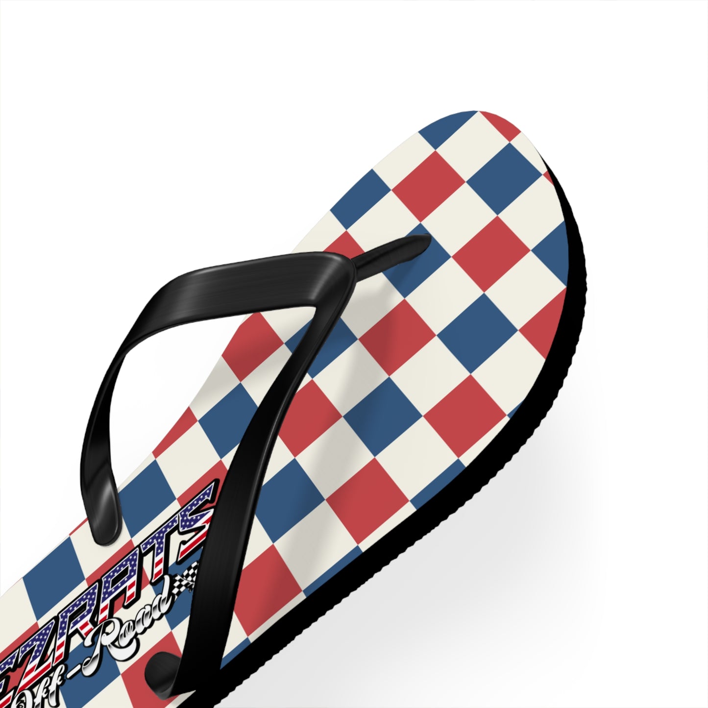 Red White & Blue Checkered Flip Flops - Patriotic Beach Sandals