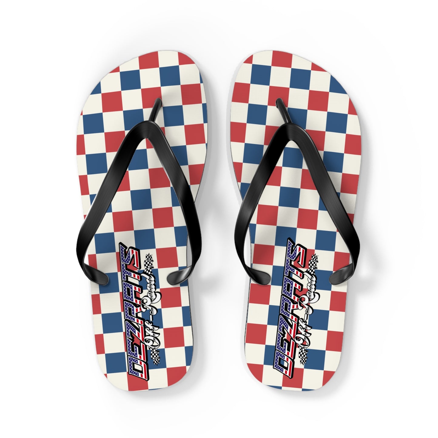Red White & Blue Checkered Flip Flops - Patriotic Beach Sandals