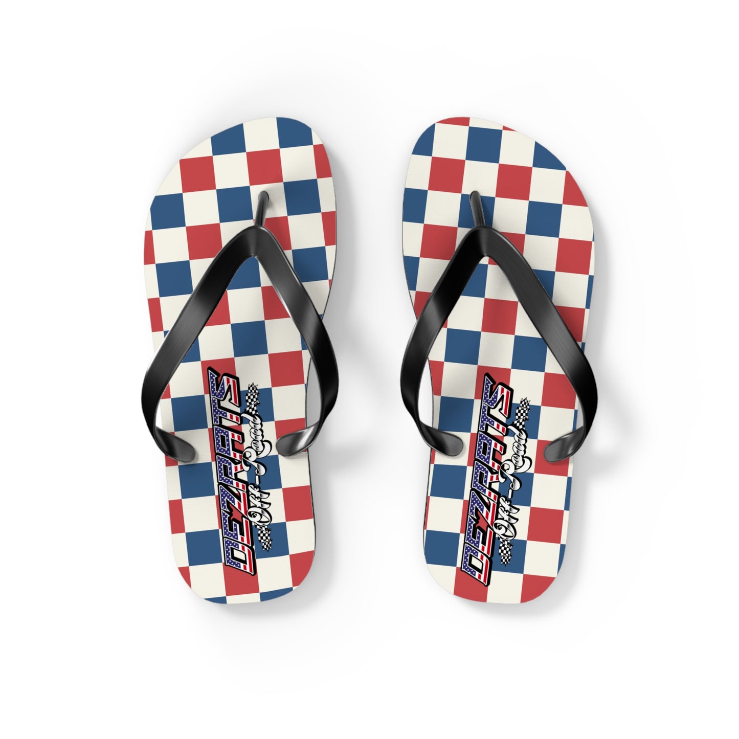 Red White & Blue Checkered Flip Flops - Patriotic Beach Sandals