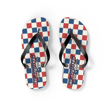 Red White & Blue Checkered Flip Flops - Patriotic Beach Sandals