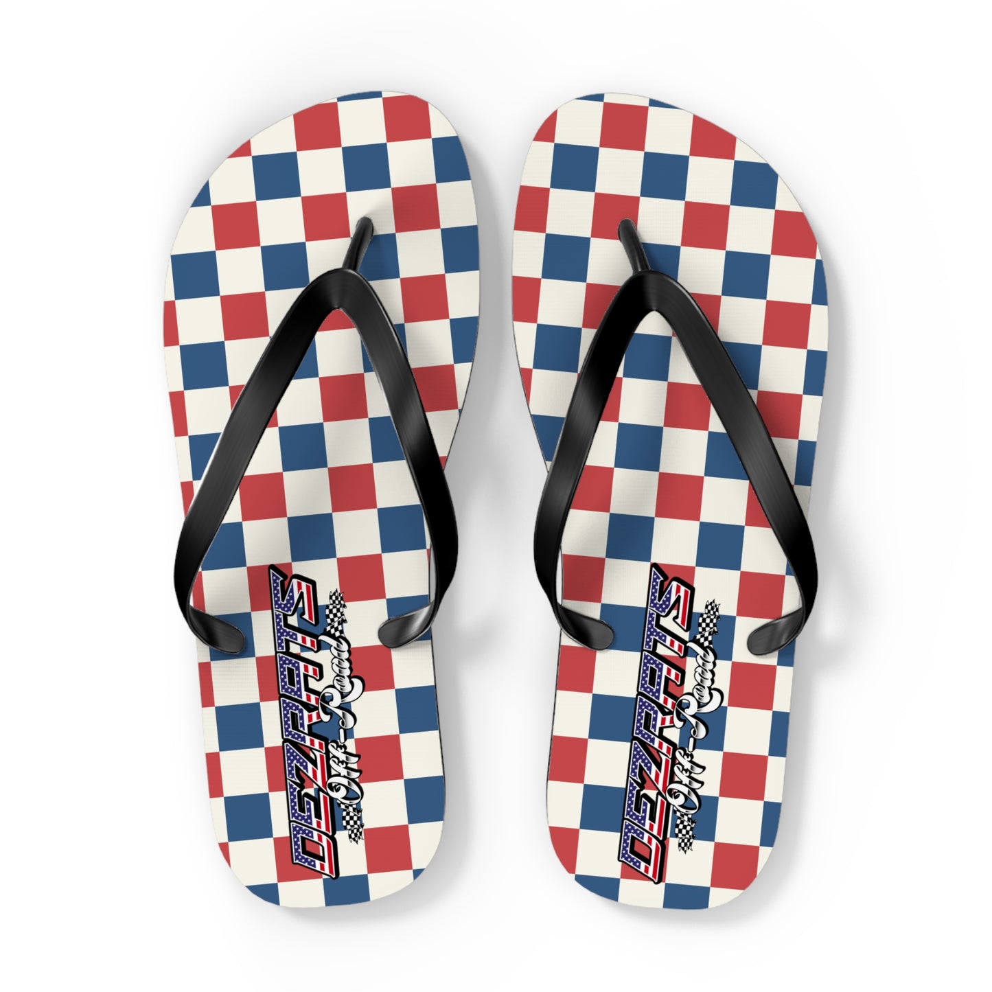 Red White & Blue Checkered Flip Flops - Patriotic Beach Sandals