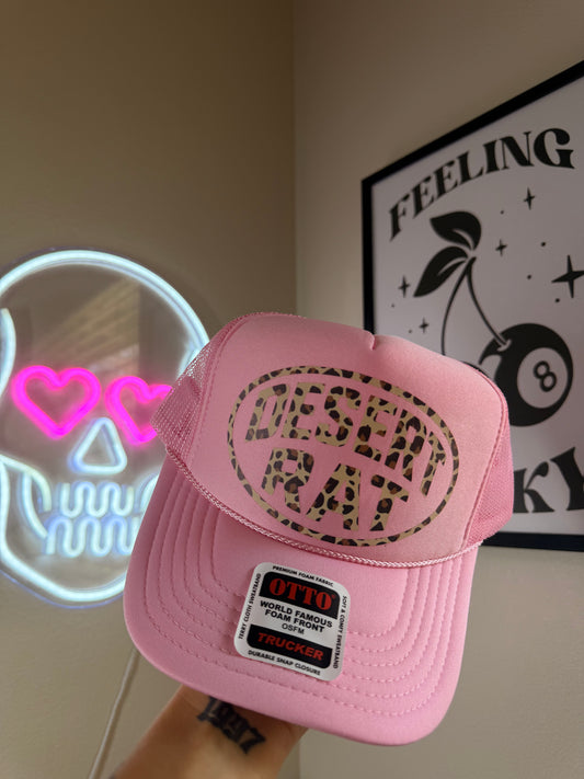 LEOPARD DESERT RAT TRUCKER HAT