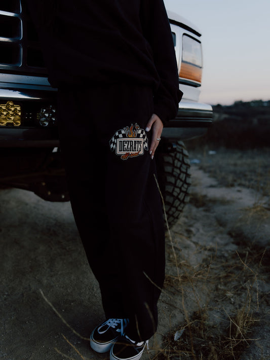 Checkered Flag Wide Leg Sweatpants