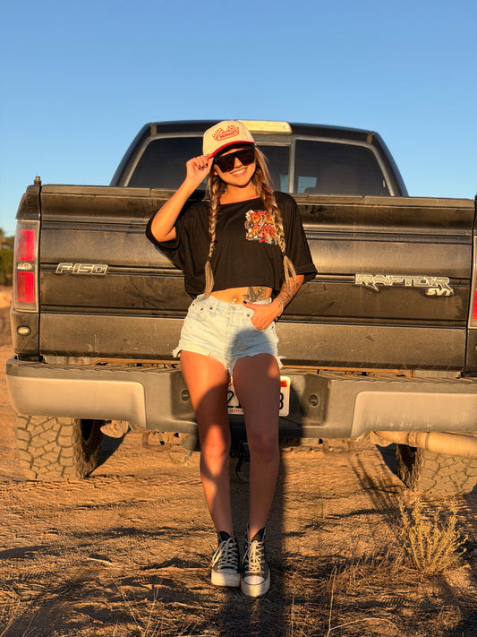 Full Throttle Off the Shoulder Crop