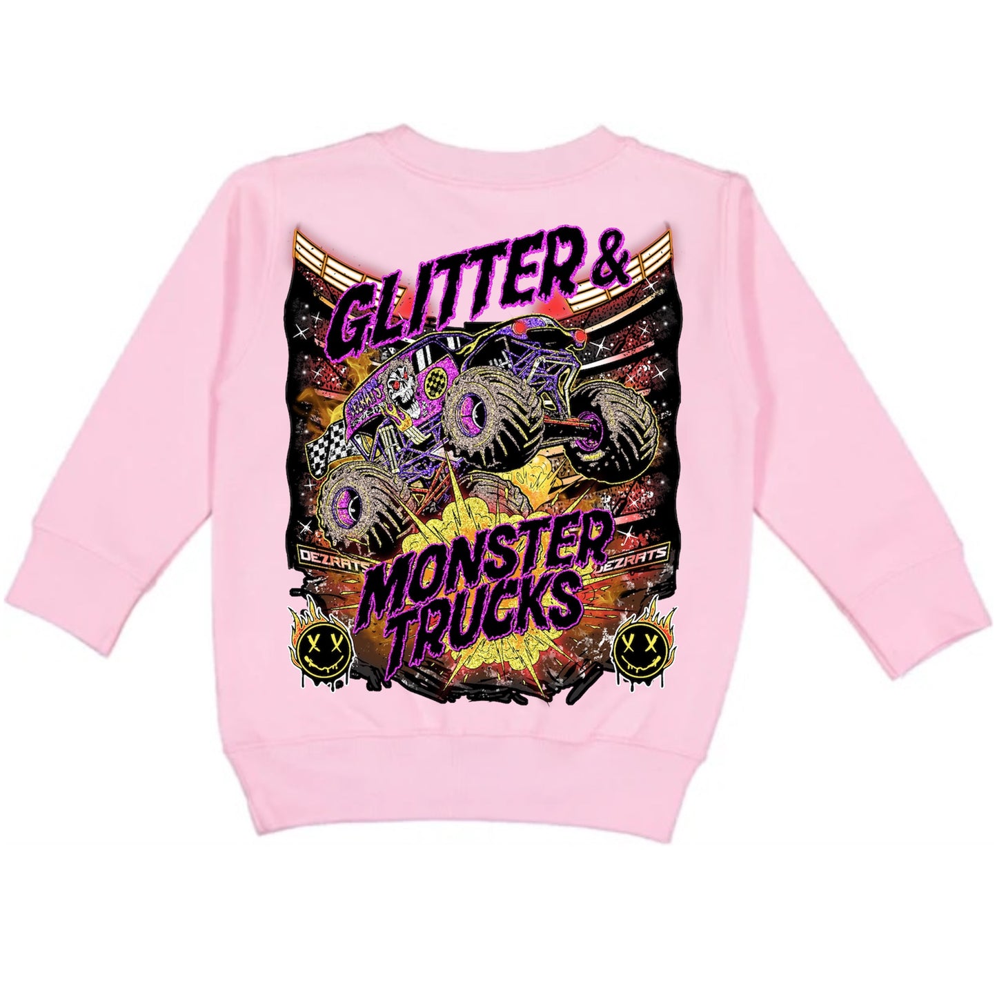 Toddler Glitter & Monster Trucks Crewneck