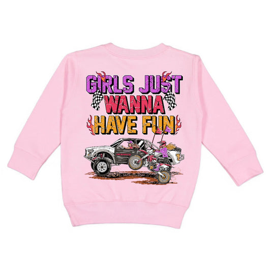 Toddler Girls Just Wanna Have Fun Crewneck