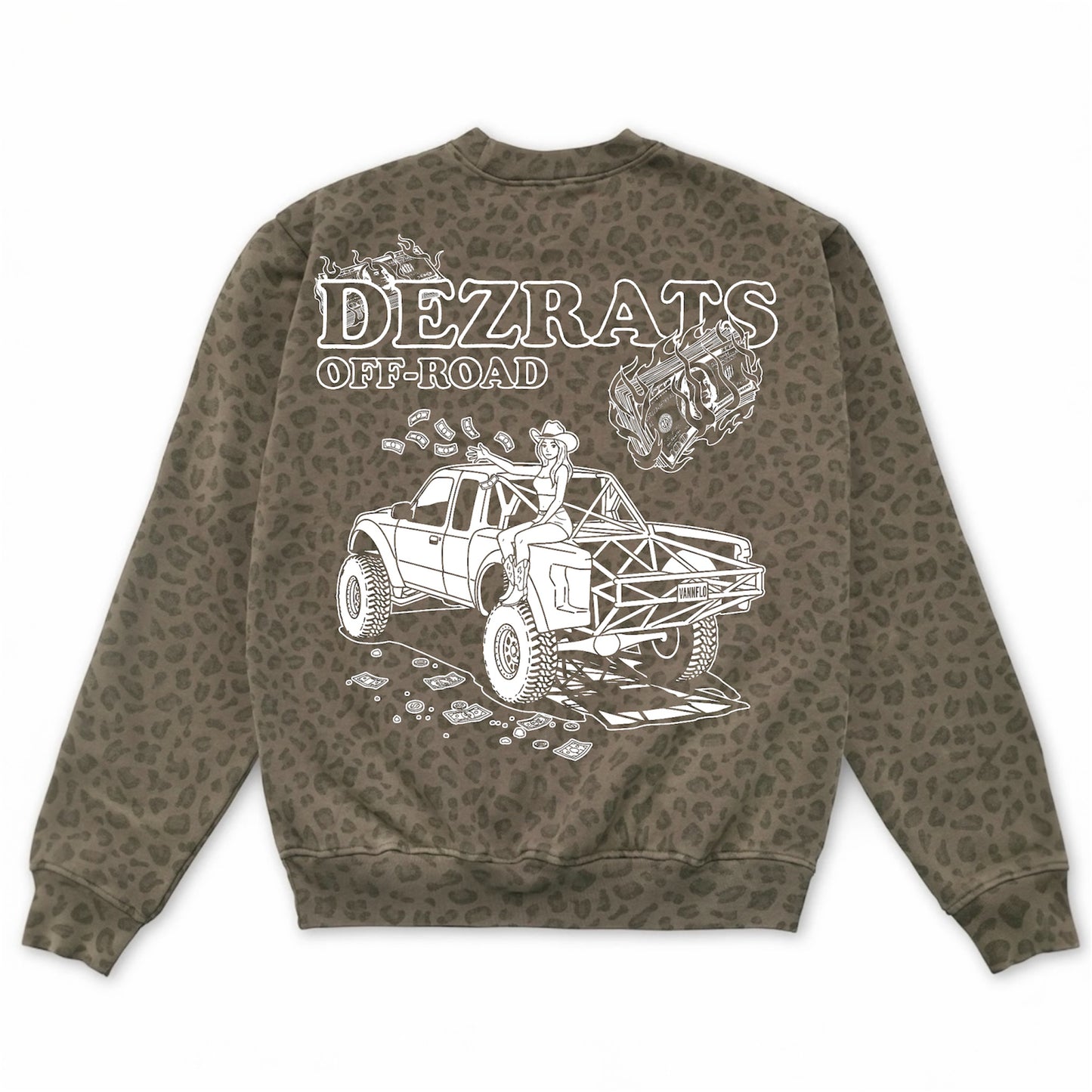 Trucks & Money Leopard Crewneck