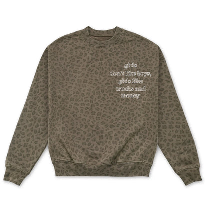 Trucks & Money Leopard Crewneck
